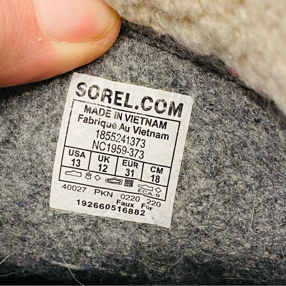 Sorel NC1959-373 Waterproof Black Tan Winter Snow Boots Kid size 13 US. WH - Picture 3 of 9